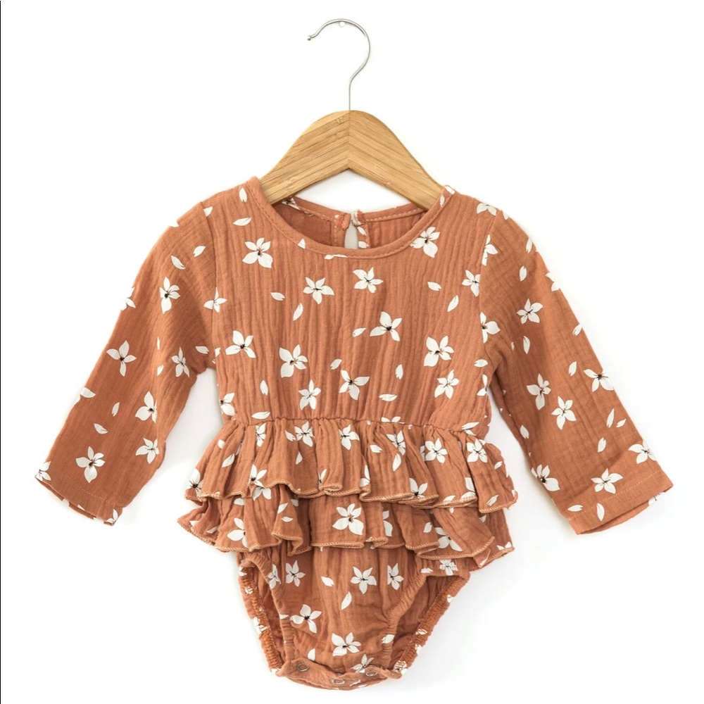Long Sleeve Floral Bubble Baby Romper